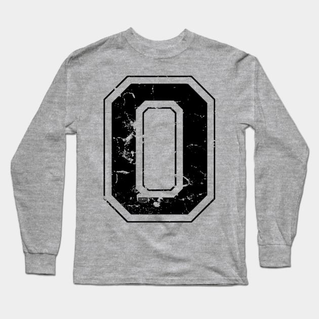 Initial Letter O Black Jersey Sports Athletic Player Long Sleeve T-Shirt by porcodiseno